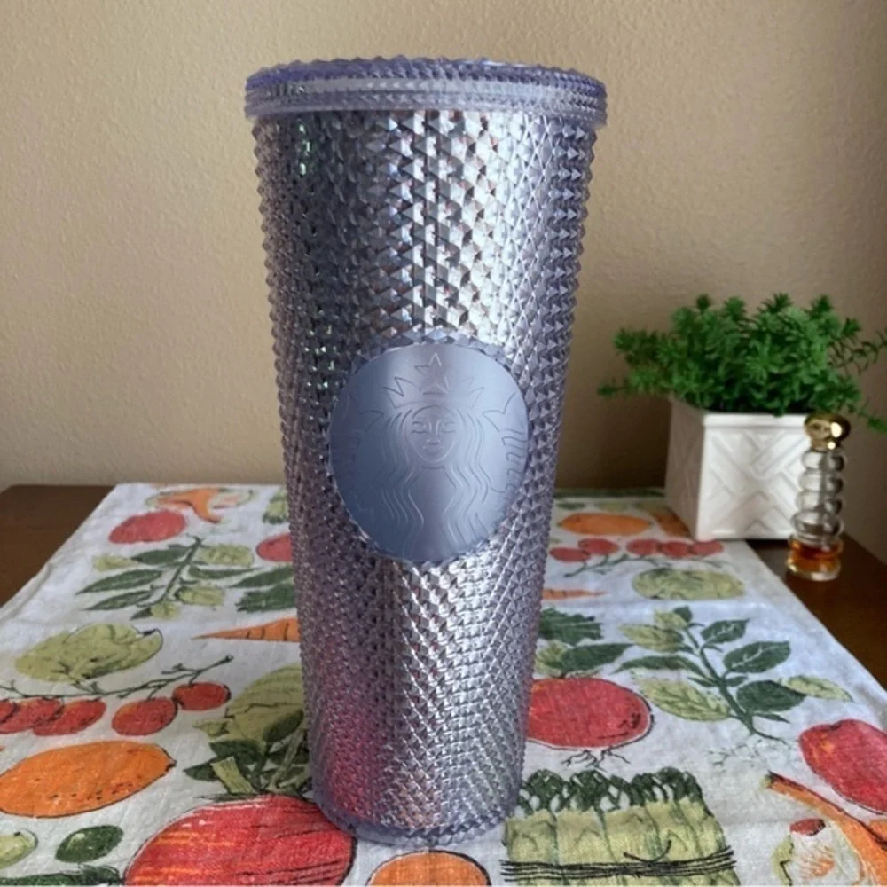 Starbucks Platinum silver stud tumbler MISSING STRAW